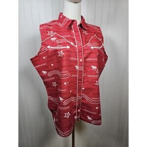 Women's Wrangler Blues Vintage Sleeveless Americana Western Cowgirl Top 2XL